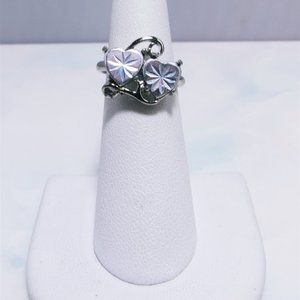 Cute Design by VOUGE Double Etched Heart Silver Plated Ring